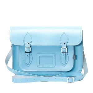 Zatchels Baby Blue Satchel Leather crossbody bag XL